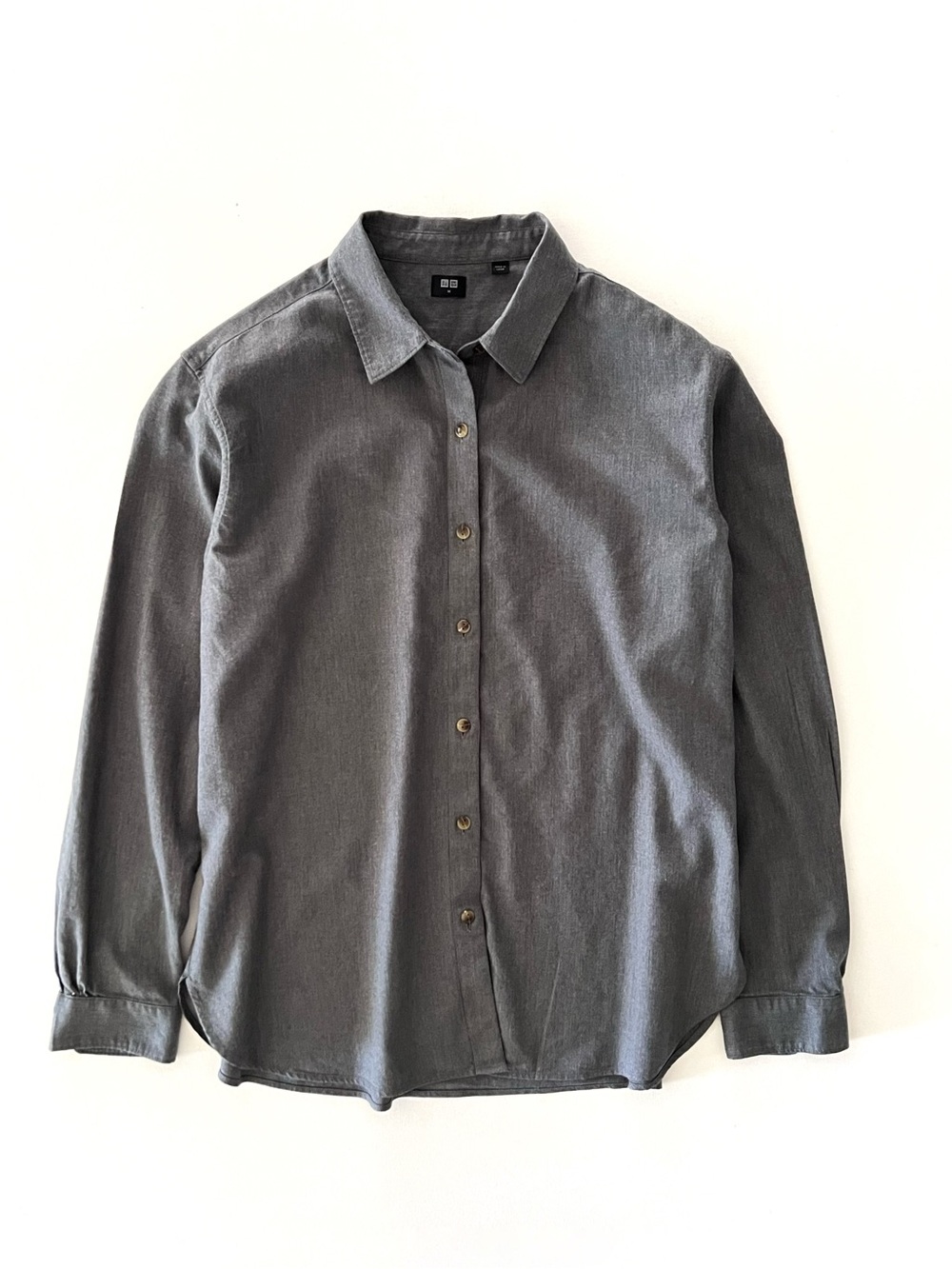 Uniqlo Soft Brushed Long Sleeved Shirt in Grey Size Medium
